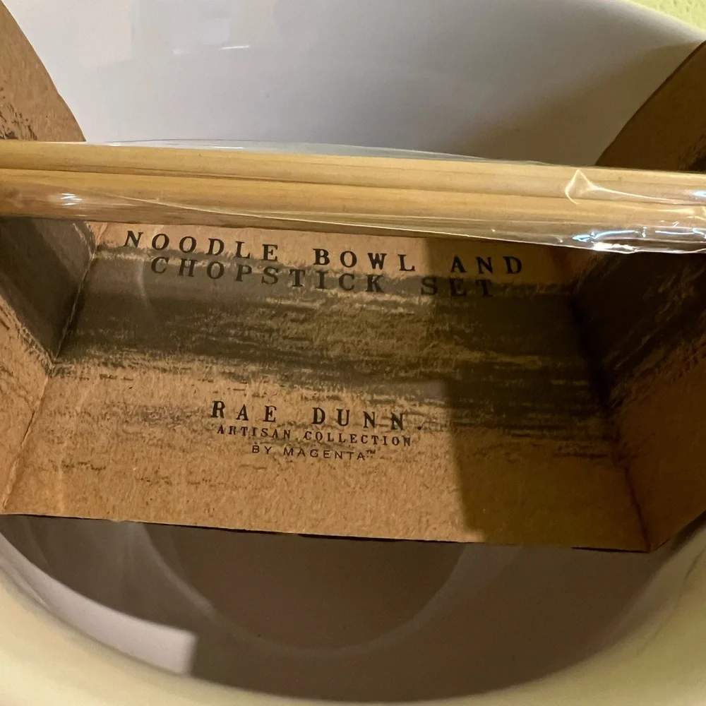 Rae Dunn “YUMMY” noodle bowl and chopsticks set.